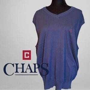 NWT Chaps Men’s Sweater Vest 2XL Cotton Black V-Neck Knit Pullover Golf